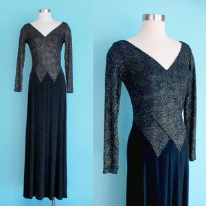 1990s Metallic Gold and Silver Cocktail Evening Dress by Tadashi | Size Small